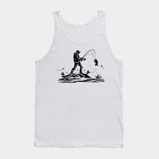 fisherman do fishing in stencil art Tank Top